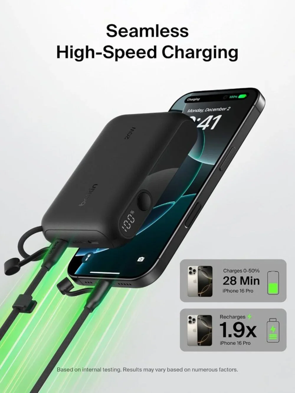 Belkin Slim 10,000mAh USB-C Portable Charger Power Bank - Black - Picture 8 of 10